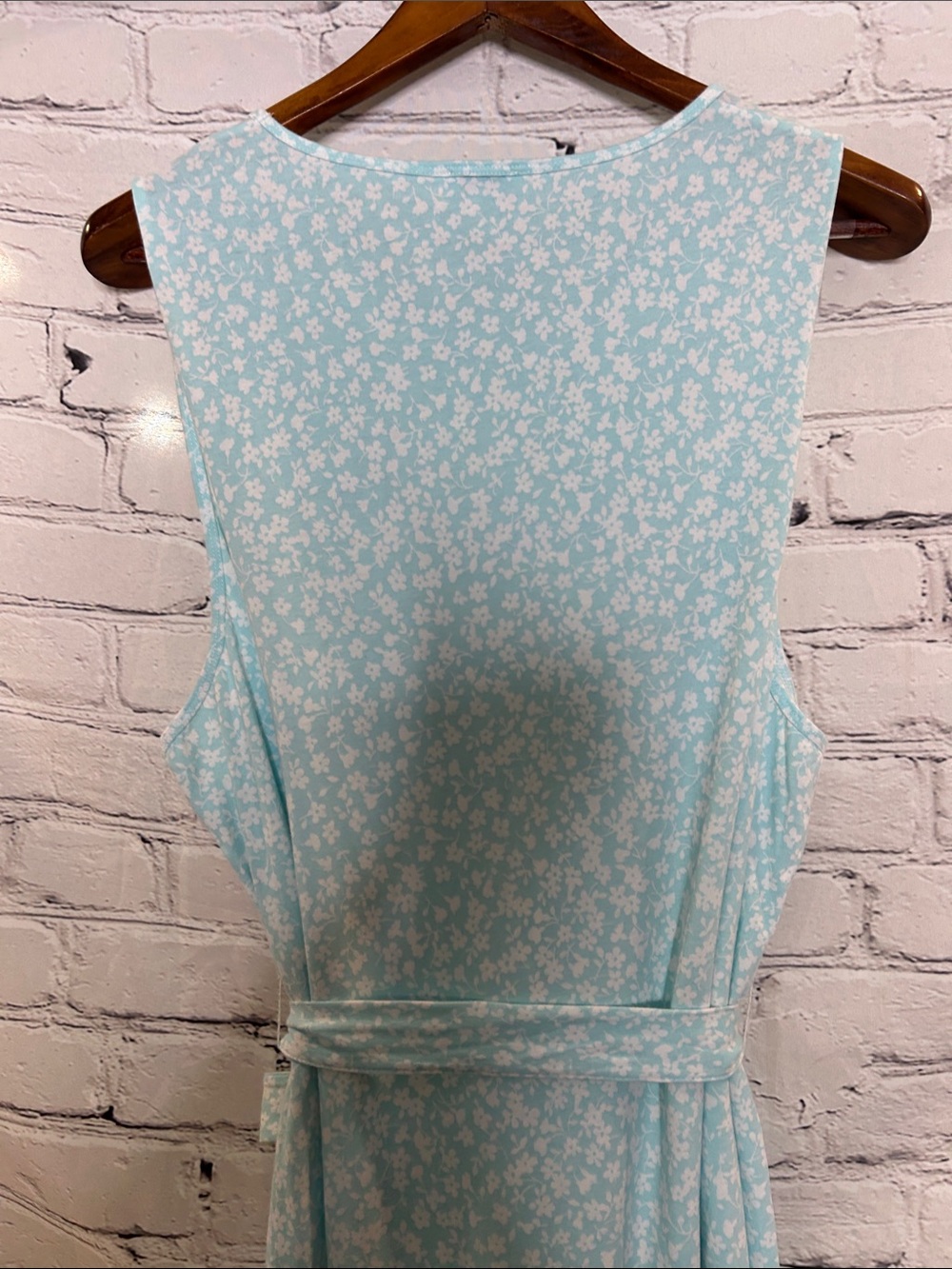 J. Crew Light Aqua Floral Sleeveless Tie-Waist Midi Dress Size 2X - Picture 9 of 13